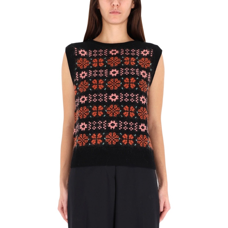 FAIR ISLE KNIT VEST|BLACK|S|M|L