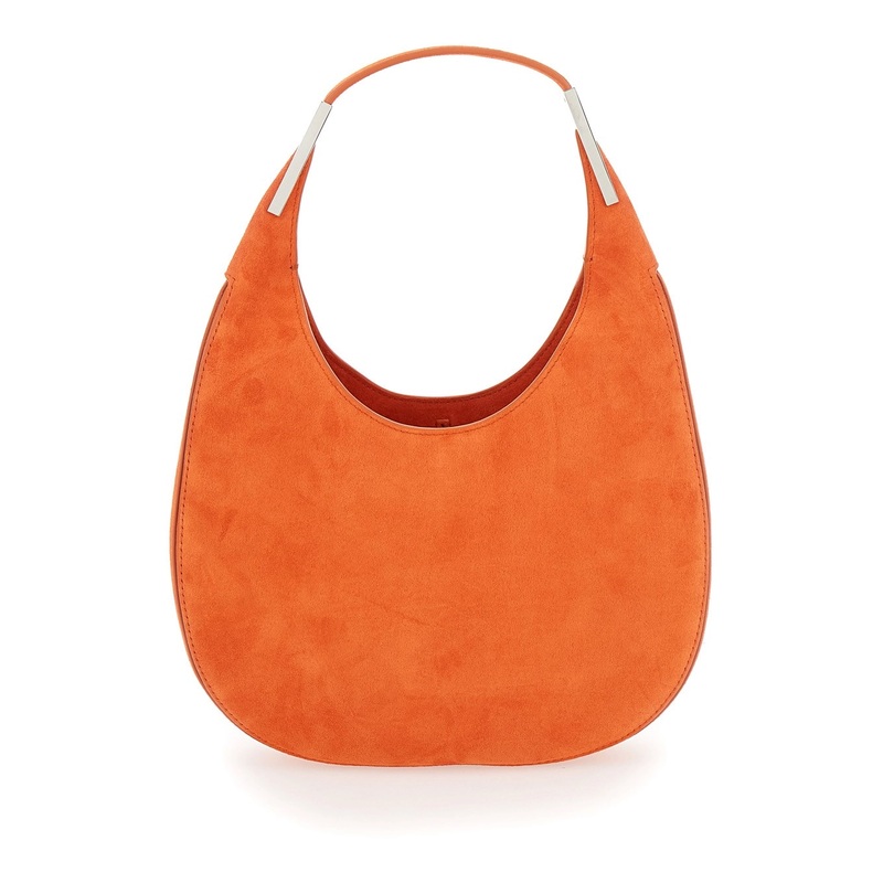 ‘Florence Small’ Orange Shoulder Bag with Open Top in Suede Woman