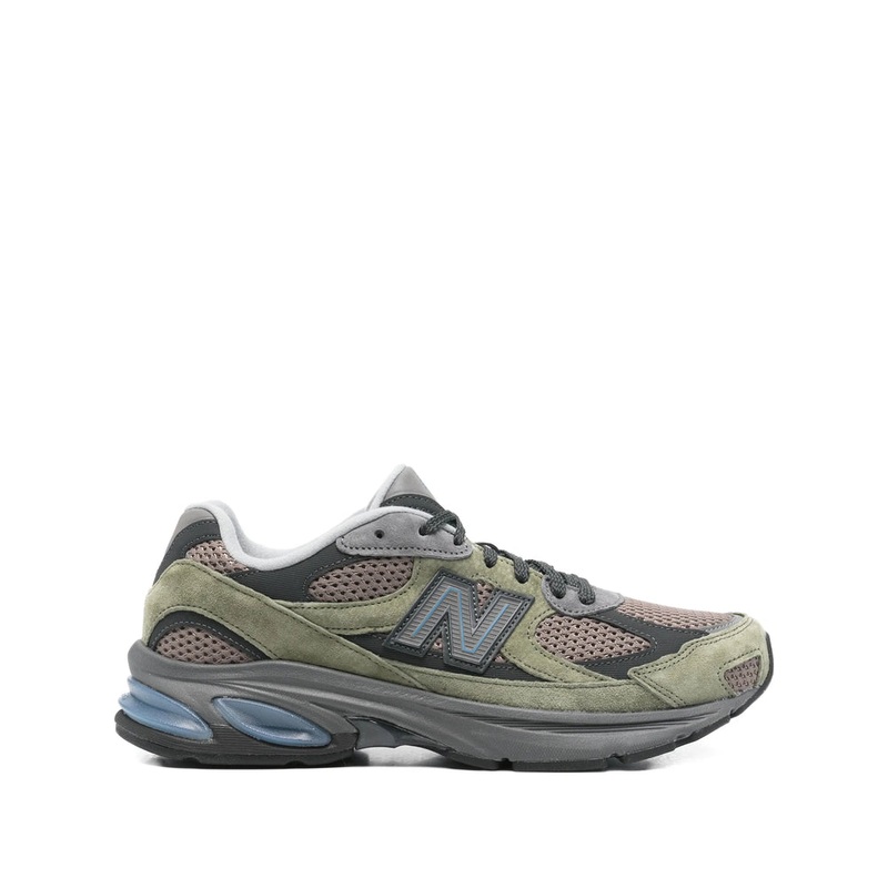 Green Panelled Design Sneakers