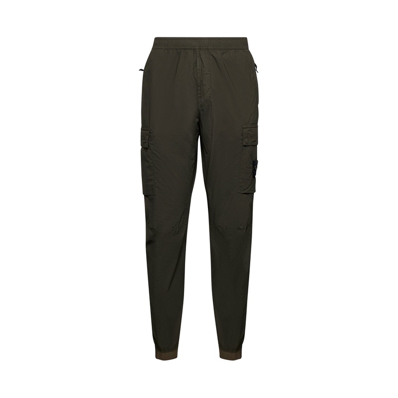 Green stretch cotton cargo trousers