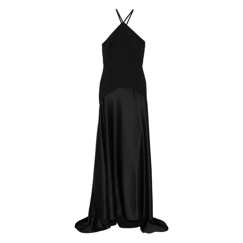 Halterneck Black Panelled Dress