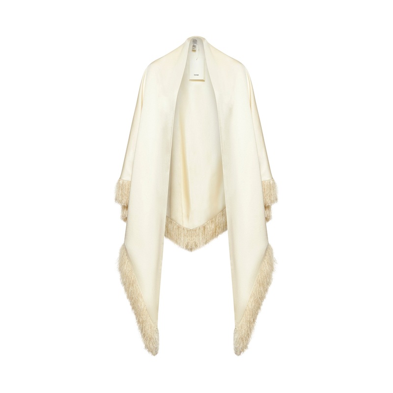 Ivory fringe scarf|PZ