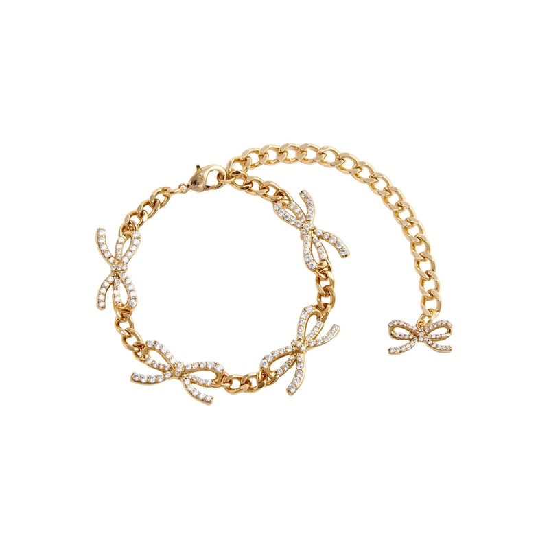 Metallic Bracelet with Bow nad Crystal Embellishments in Copper Woman