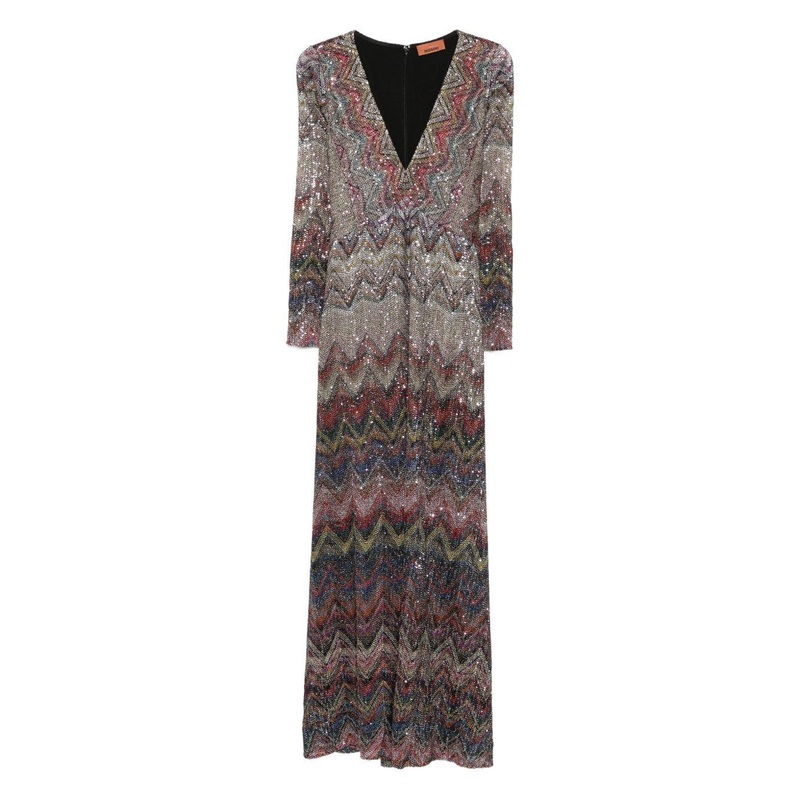 Missoni V-Neck Dress with Embroidered Sequins