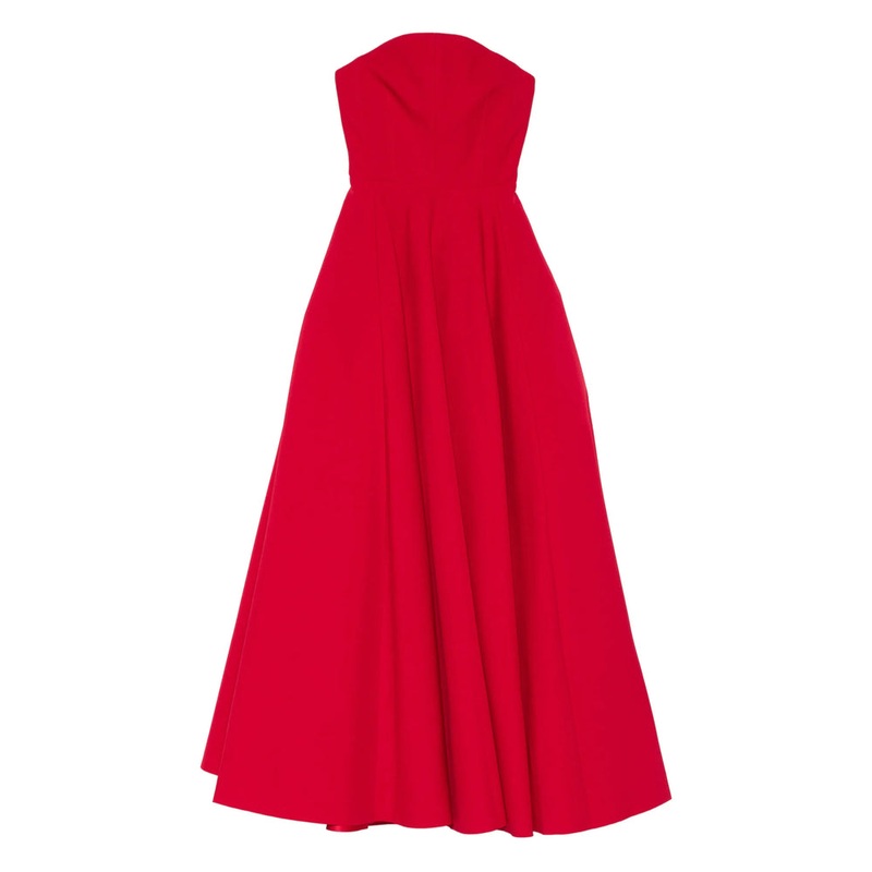 Red Strapless Floor-Length Dress