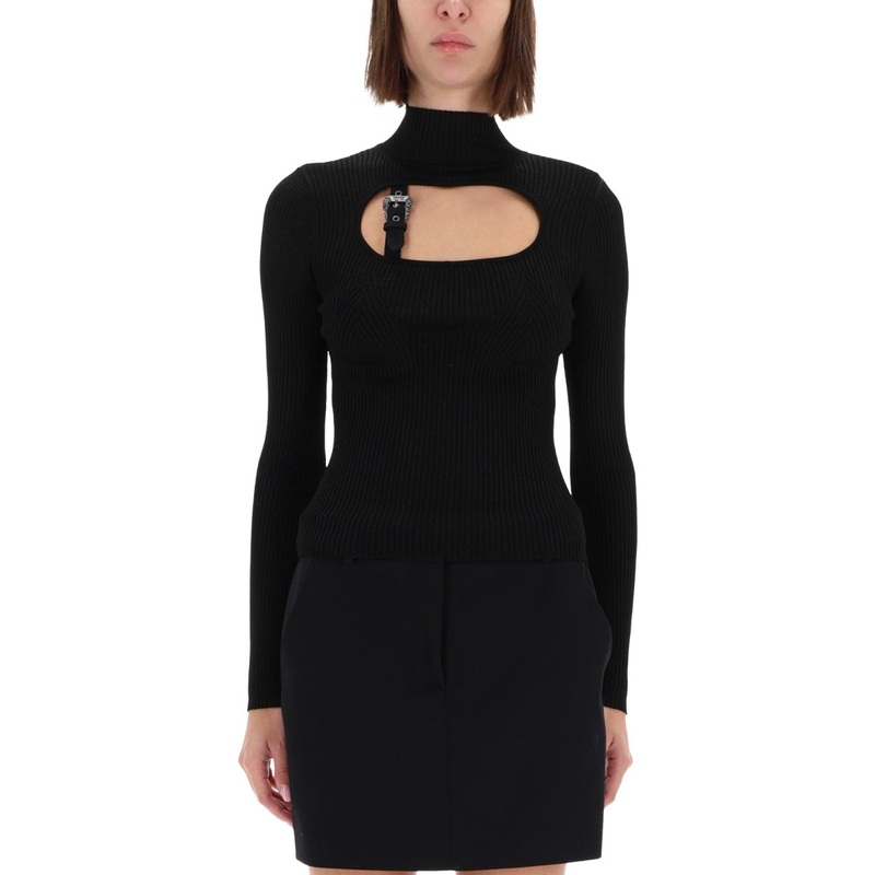 RIBBED TOP WITH BUCKLE|BLACK|S|M|L