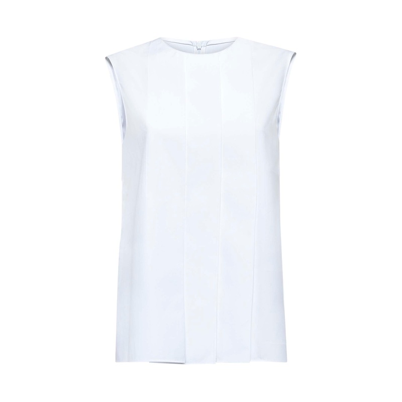 White poplin sleeveless top|40|42|44