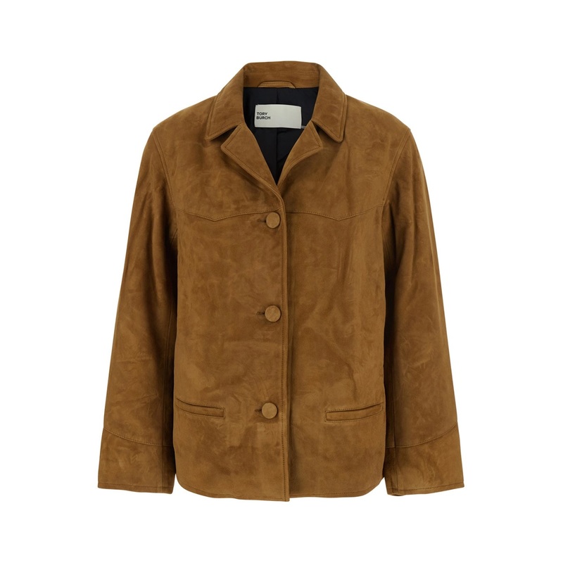 Beige Jacket with Notched Revers in Suede Woman