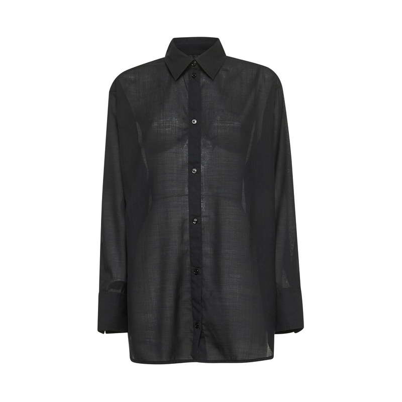 Black voile relaxed-fit shirt|34|36