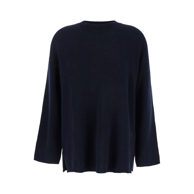 Blue Relaxed Crewneck Sweater in Cashmere Woman