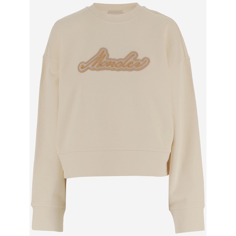 Cotton Sweatshirt with Logo|Cream|XS|S|M