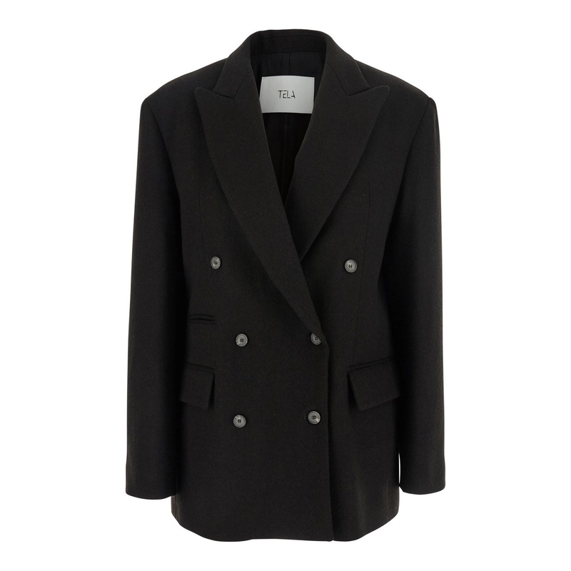 ‘Frost’ Brown Double-Breasted Jacket with Peak Revers in Wool Woman