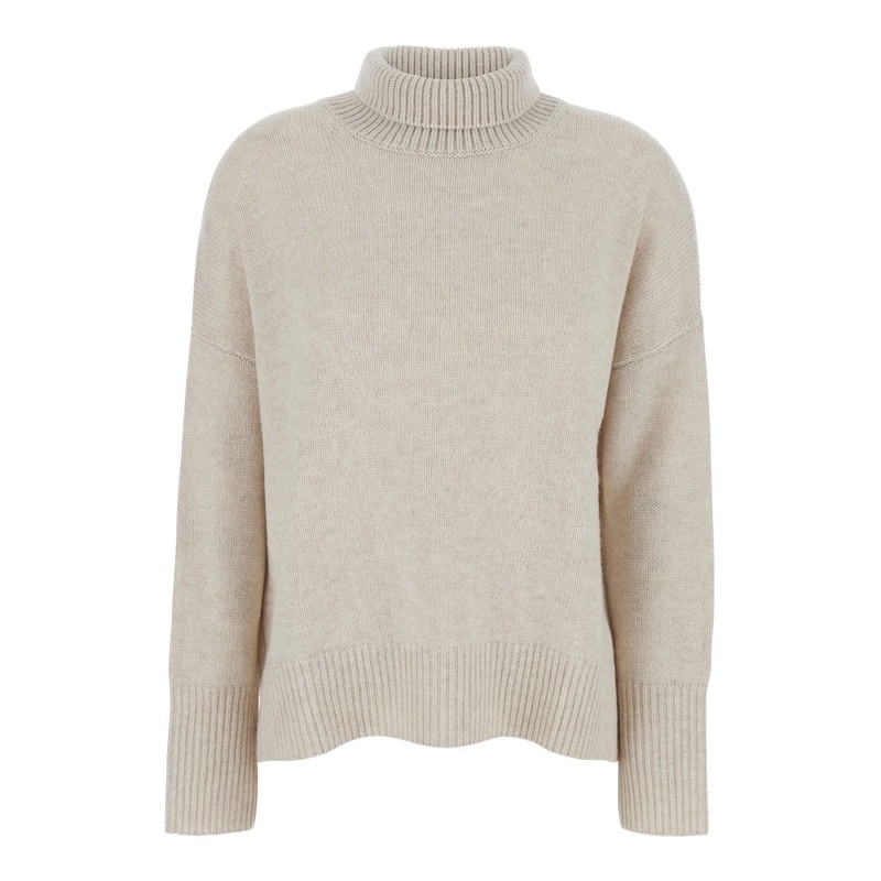 ‘Heidi’ White Turtleneck Knit Sweater in Cashmere Woman
