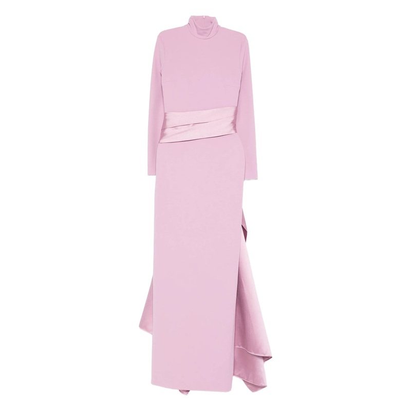 Lilac Long Sleeve Dress with Train Detail