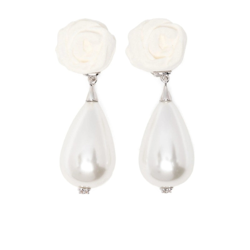 Shushu/Tong White Flower Teardrop Earrings