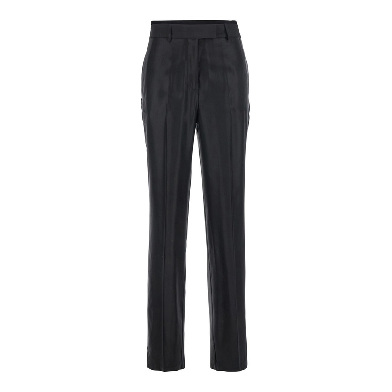 Black Pants with Belt Loops in Wool Blend Woman
