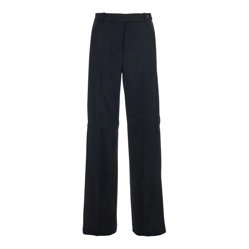 Black Pants with Pleated Details and Belt Loops in Tech Fabric Stretch Woman