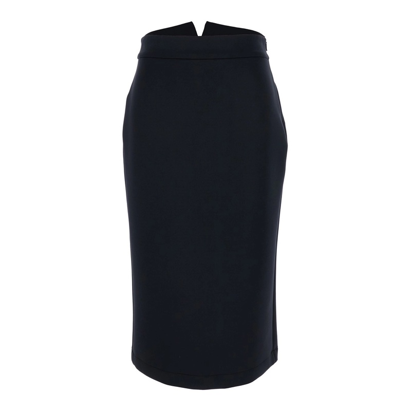 Black Skirt with Logo Patch Applied on the Back in Tech Fabric Woman