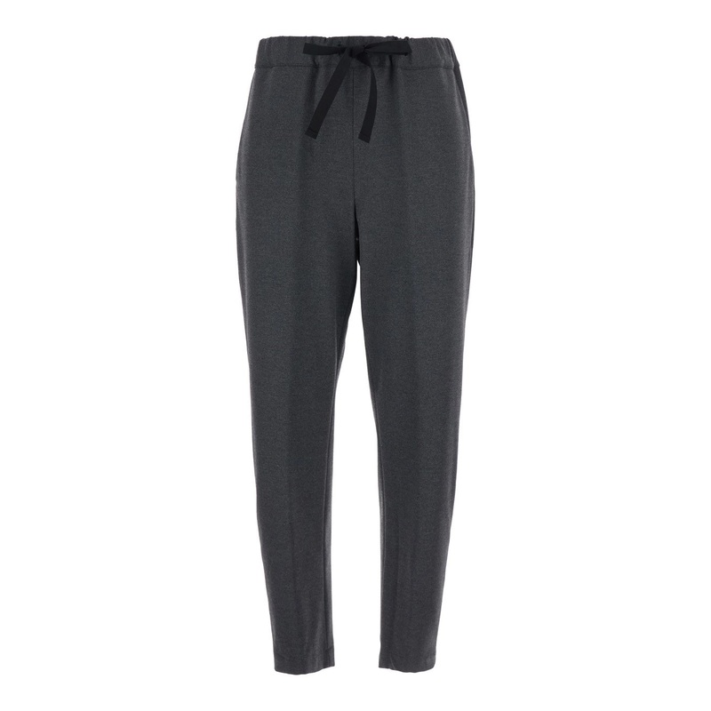 ‘Buddy’ Grey Pants with Drawstring Elastic Waist in Viscose Blend Stretch Woman