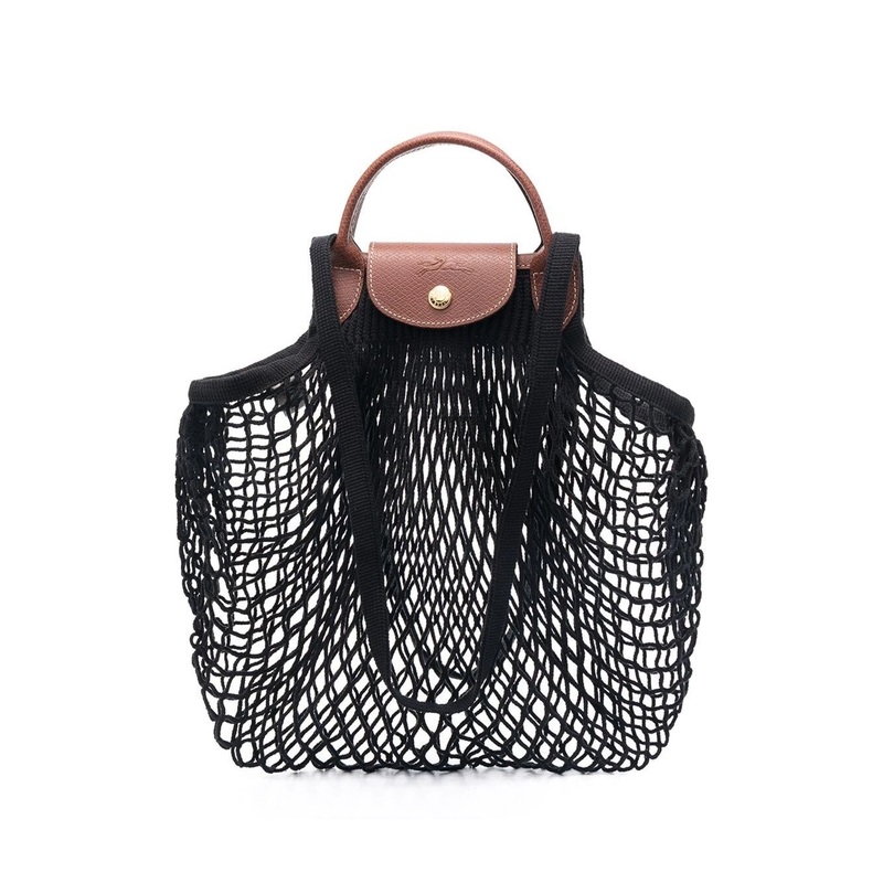 ‘Le Pliage Filet’ Black Handbag with Engraved Logo in Mesh Woman