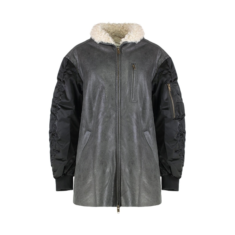 Oversized Jacket with Contrast Collar