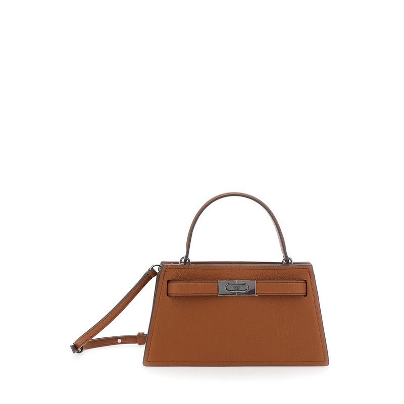 ‘Petite Lee Radziwill’ Brown Crossbody Bag with Adjustable and Removable Shoulder Strap and T-Buckle Closure in Grained Leather Woman