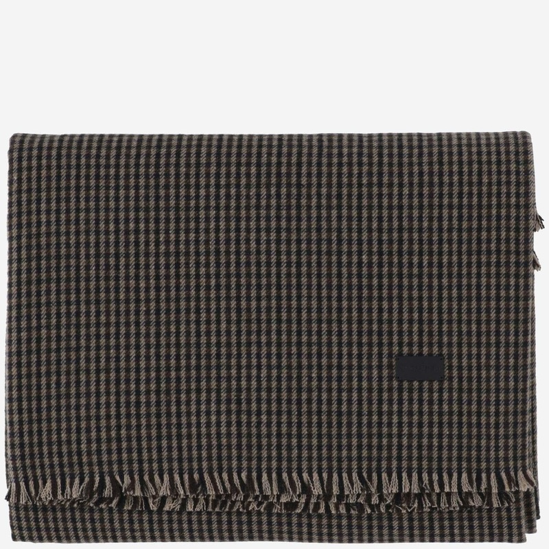 Vichy Pattern Wool Blend Twill Scarf