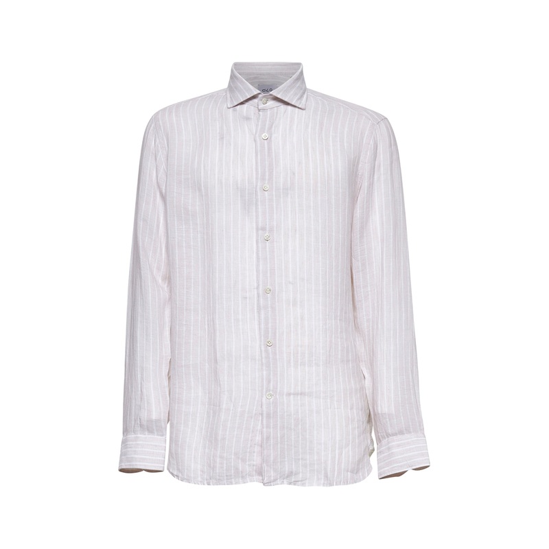 Beige striped linen shirt|39|40|41|42|43|44