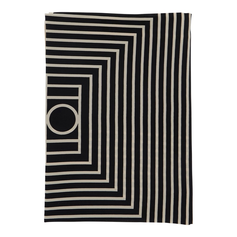 Black Square Scarf with Logo Print on the Front in Silk Woman