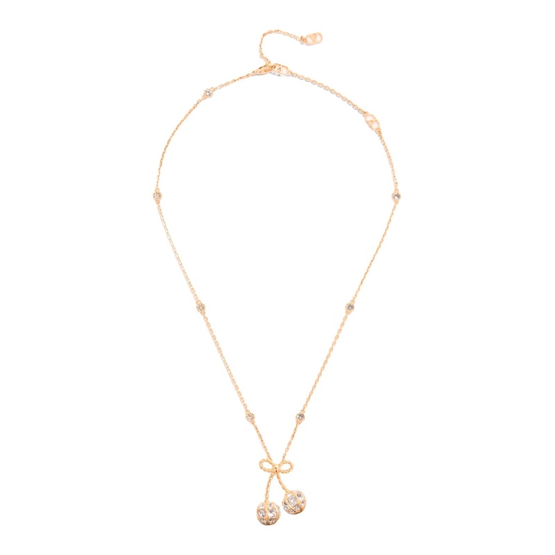 ‘Chez Valentino’ Gold Colored Necklace with Charm Pendants and Crystal Embellishments in Gold Plated Brass Woman