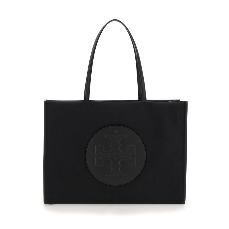 ‘Ella’ Black Large Tote Bag with Tonal Logo Detail in Tech Fabric Woman