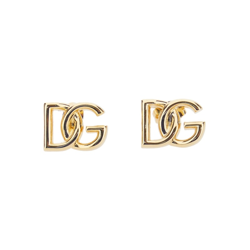 Gold-Colored Stud Earrings with Interlocking DG Motif in Bronze Woman