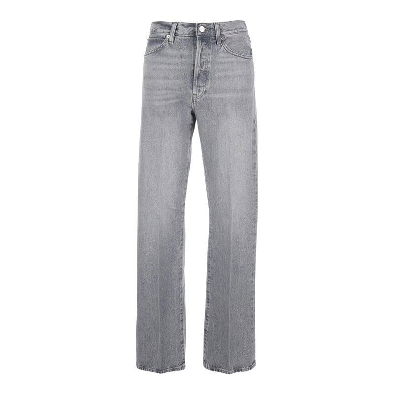 Grey Jeans with Belt Loops and Five-Pocket Design in Denim Woman