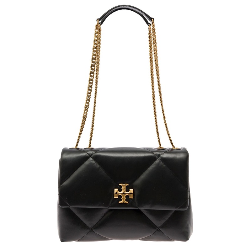 ‘Kira Diamond’ Black Crossbody Bag with Double T Logo in Quilted Leather Woman