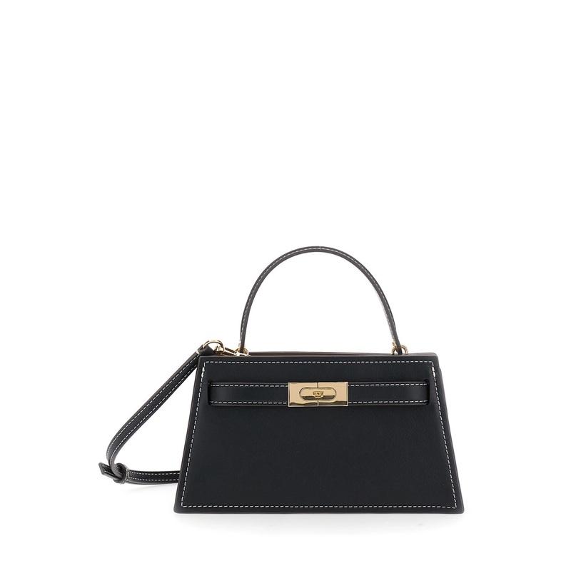 ‘Petite Lee Radziwill’ Black Crossbody Bag with Adjustable and Removable Shoulder Strap and T-Buckle Closure in Leather Woman