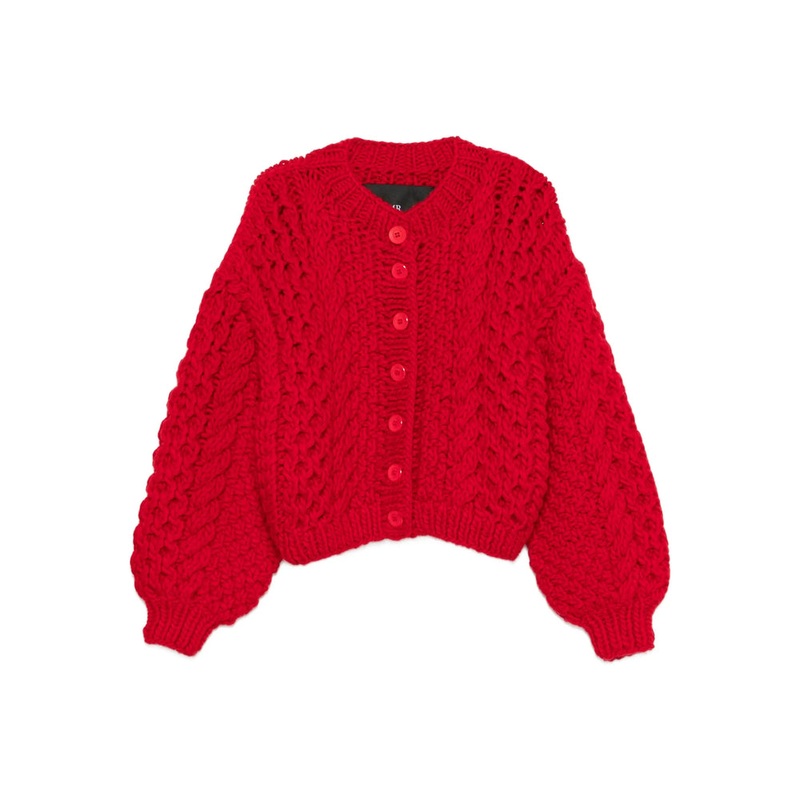 Red Knitted Sweater with Button Fastening