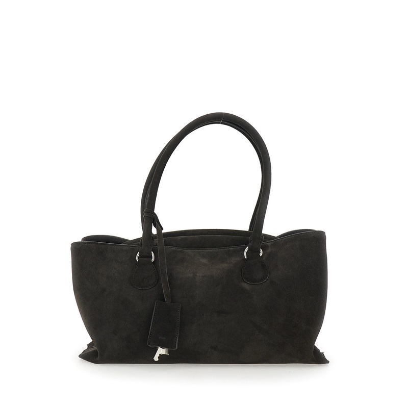 ‘Shell Brot’ Brown Shopper with Two Handles and Key Pendant in Suede Woman