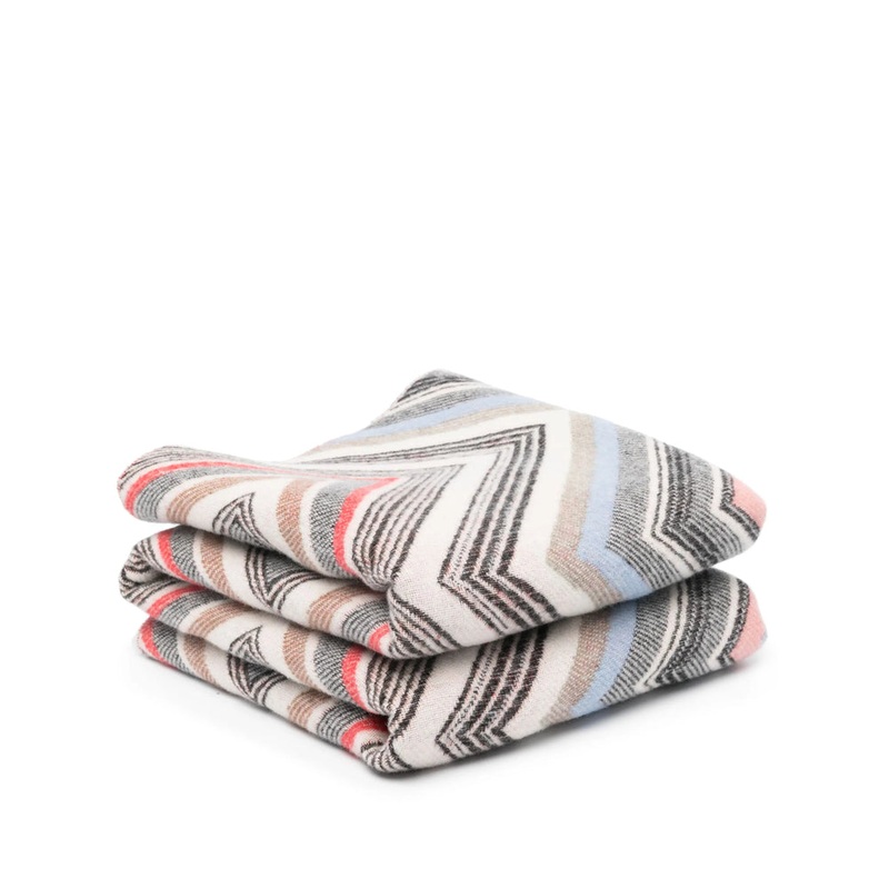 Wool Blend Knitted Zigzag Throw