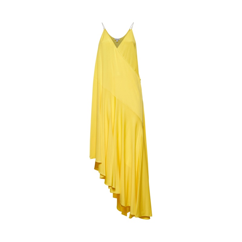 Yellow matte jersey slip dress