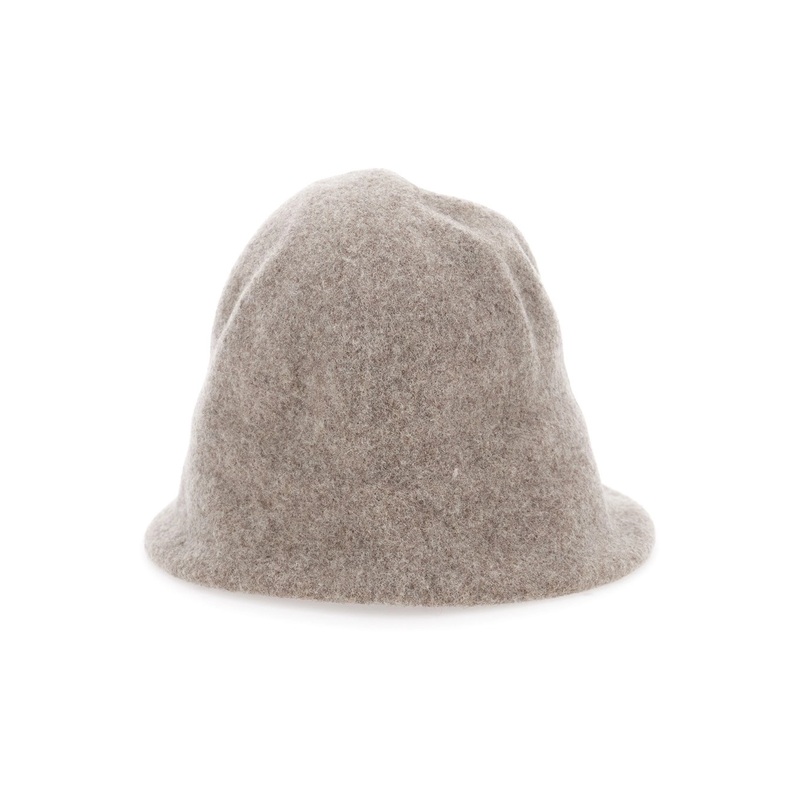 Beige Hat with Orb Logo Embroidered on the Front in Wool Unisex
