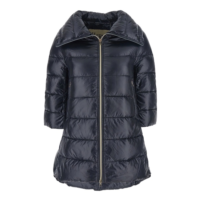 ‘Cleofe’ Black Down Jacket with Front Zip Closure in Tech Fabric Woman