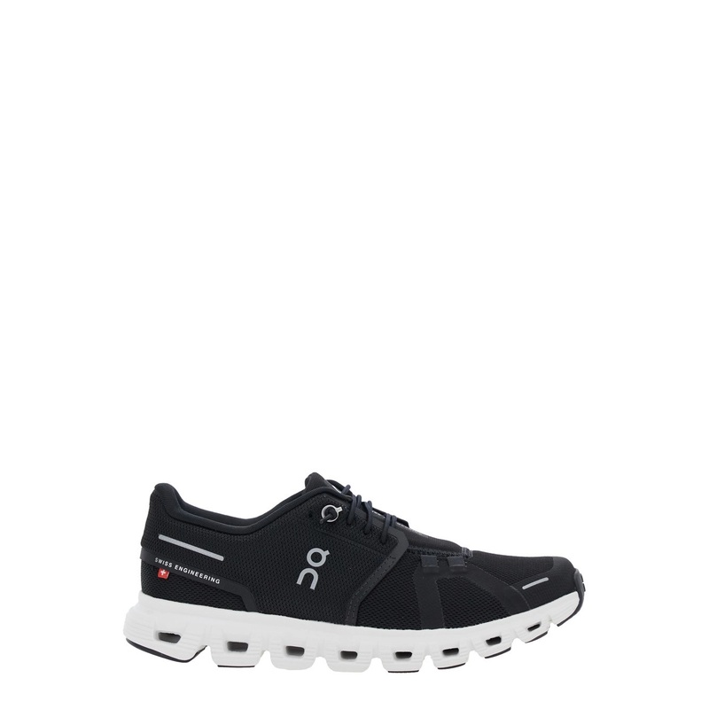 ‘Cloud 6’ Black Low Top Sneakers with Mesh Details and Logo on the Side in Tech Fabric Woman