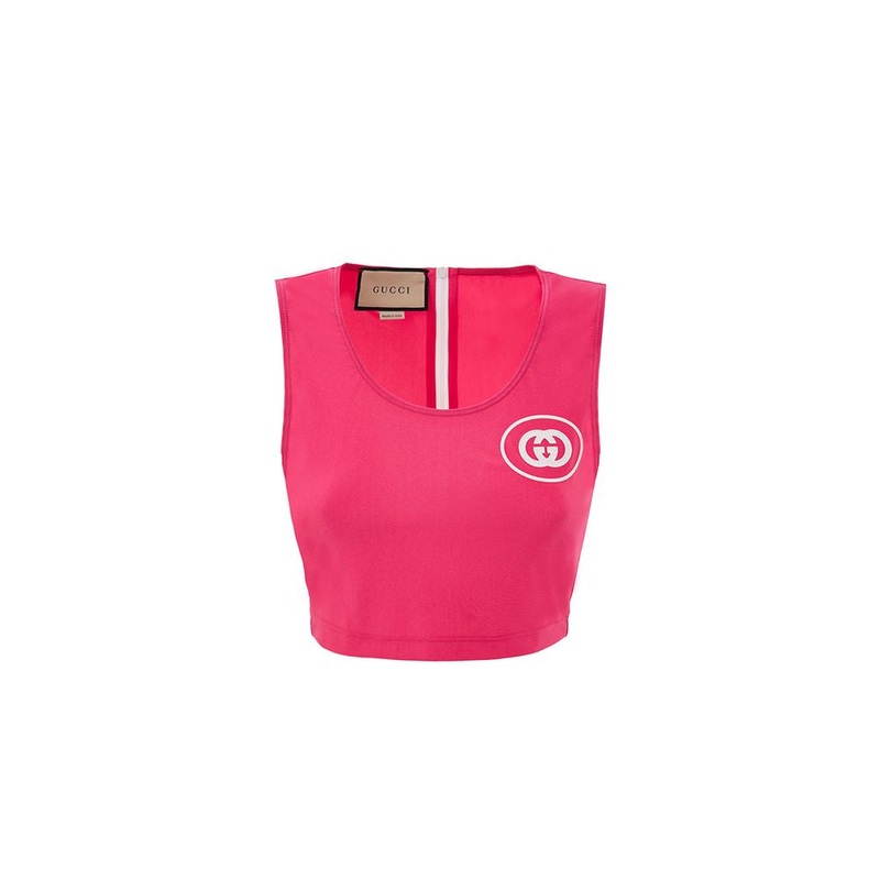 Fuchsia Polyamide Tank Tops|S
