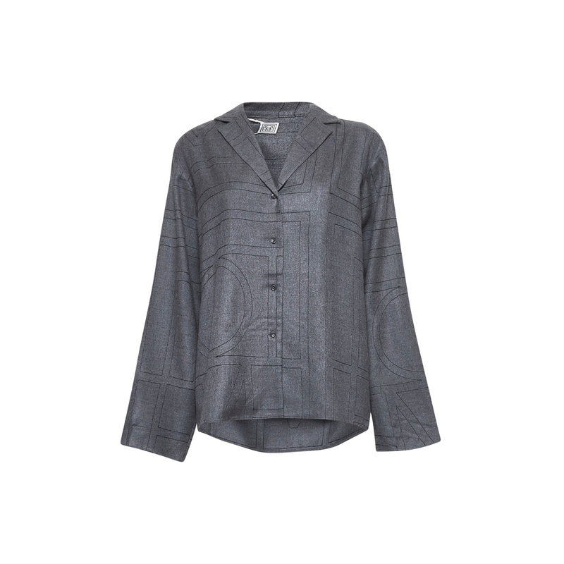 Grey flannel Monogram pj shirt