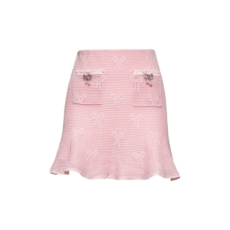 Pink bow crochet mini skirt|XS|S|M