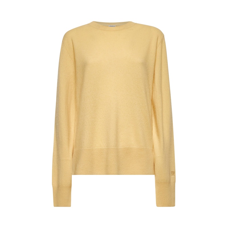 Yellow cashmere crewneck sweater