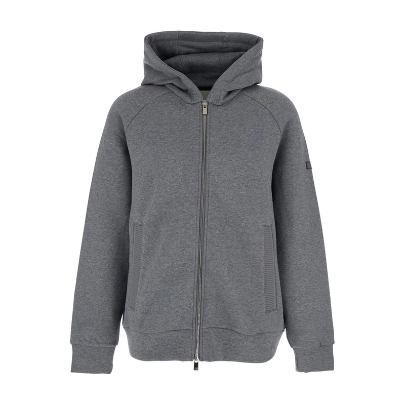 ‘Baccaro’ Grey Sweatshirt with Hood and Logo Patch on the Sleeve in Cotton Man