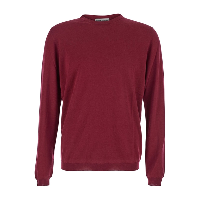 Bordeaux Crewneck Sweater with Ribbed Trims in Wool Man