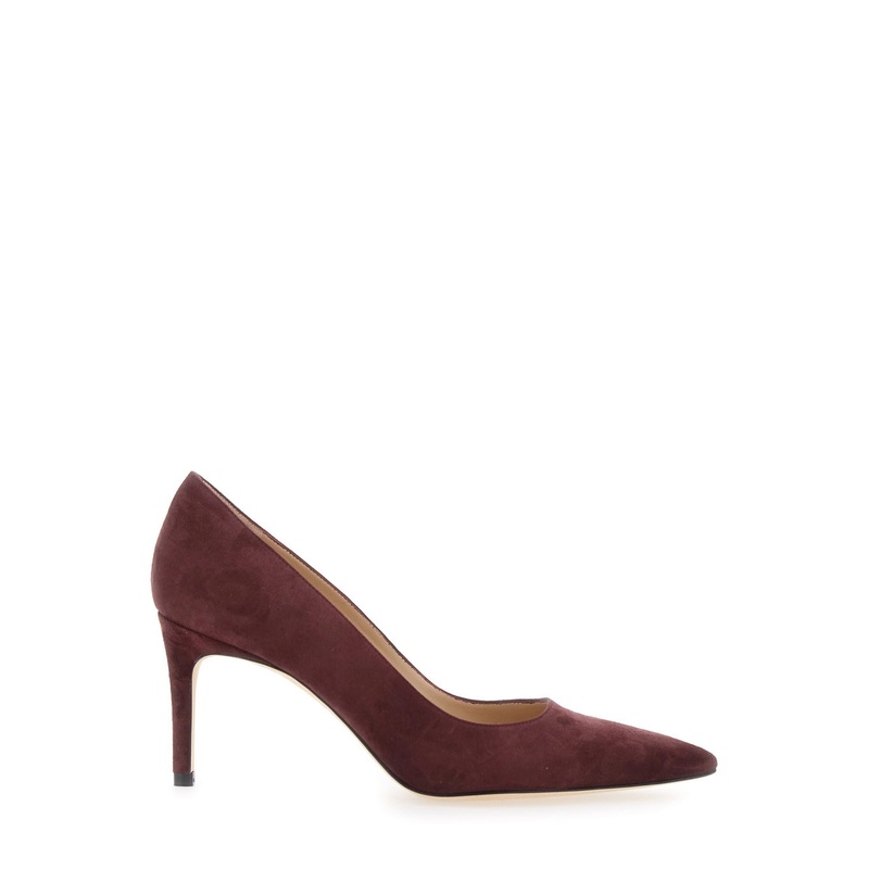 Bordeaux Pumps with Pointed Toe and High Stiletto Heel in Suede Woman