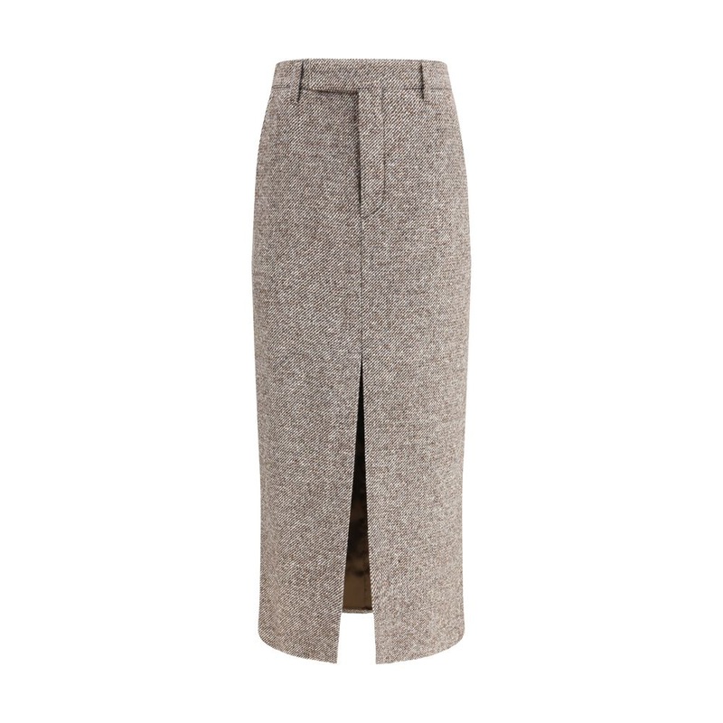 Brown Fleece Wool Long Skirt|IT36 | XS|IT40 | M|IT42 | L|IT44 | L
